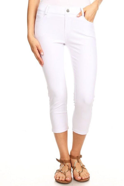 White Denim Capri Jeggings - Nico Bella Boutique 