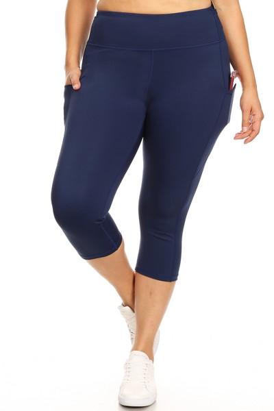 Navy Capri Workout Pocket Pants - Nico Bella Boutique 