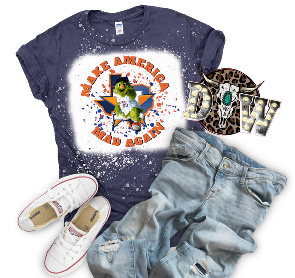 Orbit Make America Mad Again Houston Astros Baseball Bleached Graphic T-Shirt