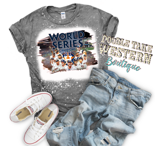 Houston Astros Baseball World Series Champions 2022 Bleached Graphic T-Shirt