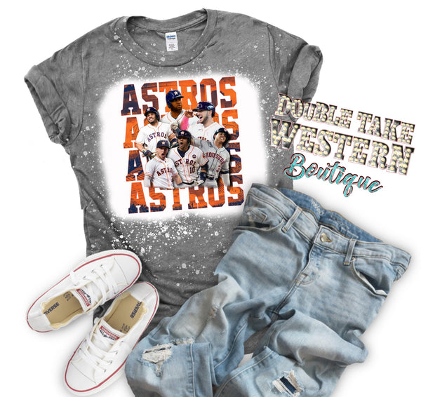 Houston Astros Baseball Bleached Graphic T-Shirt