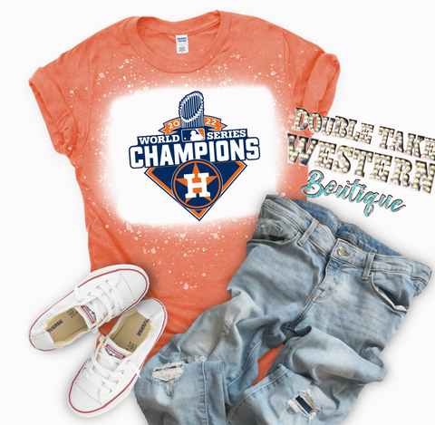 Houston Astros Baseball World Series Champions 2022 Bleached Graphic T-Shirt