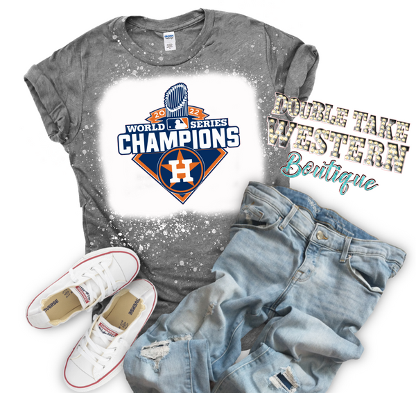 Houston Astros Baseball World Series Champions 2022 Bleached Graphic T-Shirt