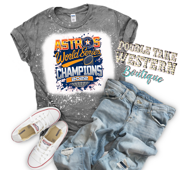 Houston Astros Baseball World Series Champions 2022 Bleached Graphic T-Shirt