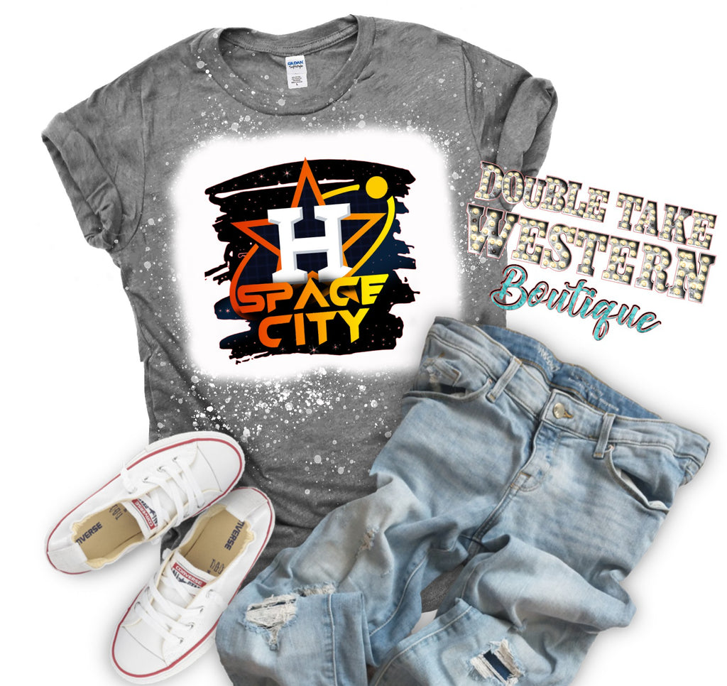 Space City Houston Astros Baseball Bleached Graphic T-Shirt