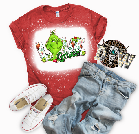 Love Grinch Bleached Graphic T-Shirt