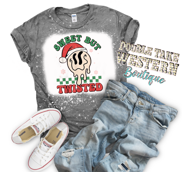 Sweet but Twisted Christmas Bleached Graphic T-Shirt