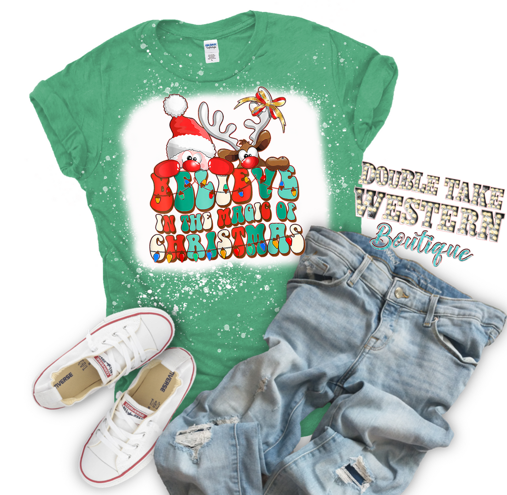 Believe in the Magic of Christmas Bleached Graphic T-Shirt