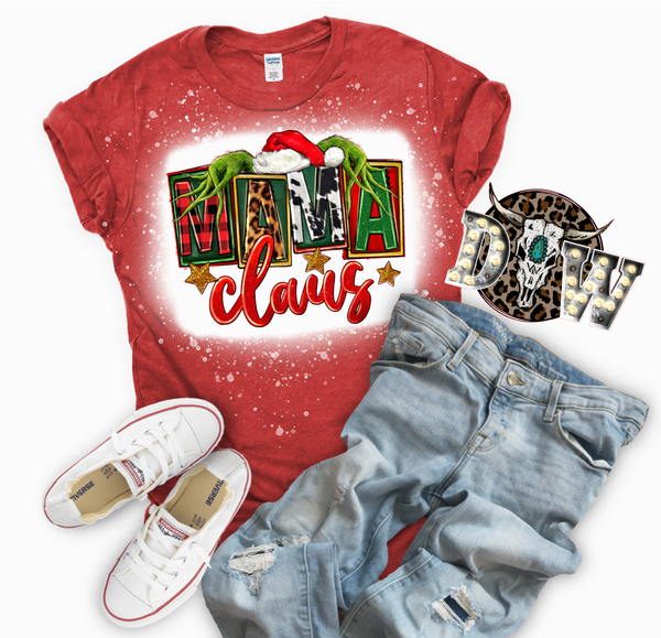 Mama Claus Grinch Bleached Graphic T-Shirt