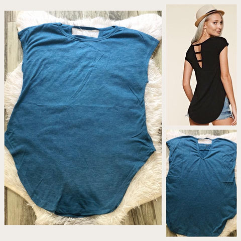 Demin Blue color Split Side Tops - Nico Bella Boutique 