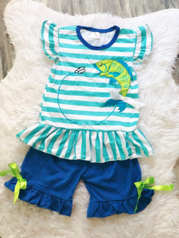 Fishing Applique Short Set - Nico Bella Boutique 