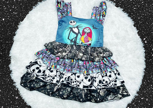 Nightmare Before Christmas Tier Ruffle Dress - Nico Bella Boutique 