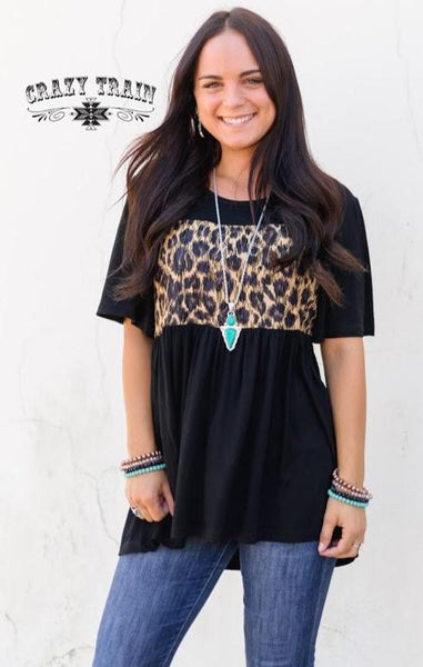Whitney Wild Top Black and Leopard - Nico Bella Boutique 