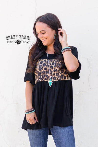 Whitney Wild Top Black and Leopard - Nico Bella Boutique 