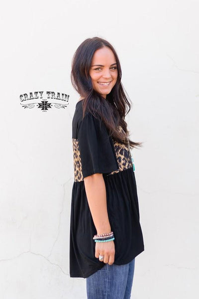 Whitney Wild Top Black and Leopard - Nico Bella Boutique 