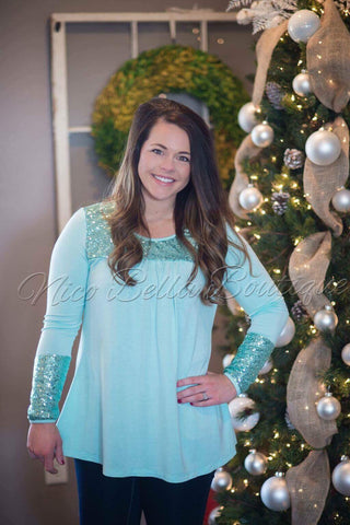 Mint Sequin Tunic - Nico Bella Boutique 