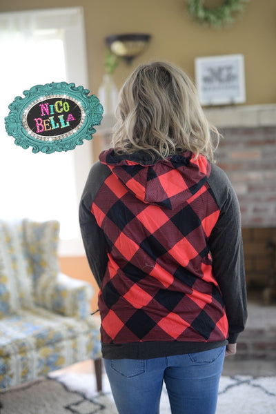 Buffalo Plaid Womens Hoodie - Nico Bella Boutique 