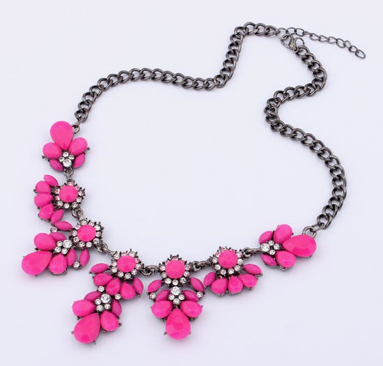 Pink Gem Statement Necklace - Nico Bella Boutique 