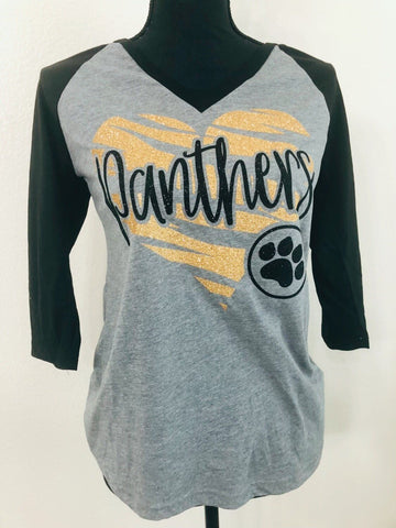 Panthers V-neck Raglan - Nico Bella Boutique 