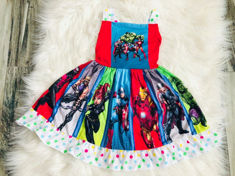 Ultimate Avengers Twirl Dress - Nico Bella Boutique 