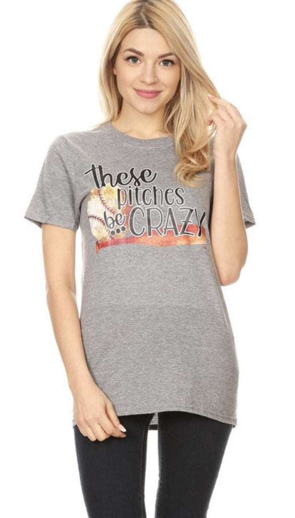 These Pitches Be Crazy Baseball Graphic Tee - Nico Bella Boutique 