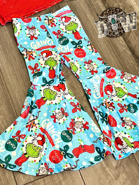 The Grinch Bell Bottom Christmas Outfit