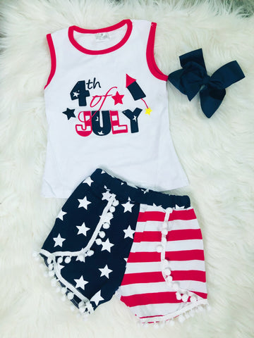 4th of July Applique Short Set - Nico Bella Boutique 