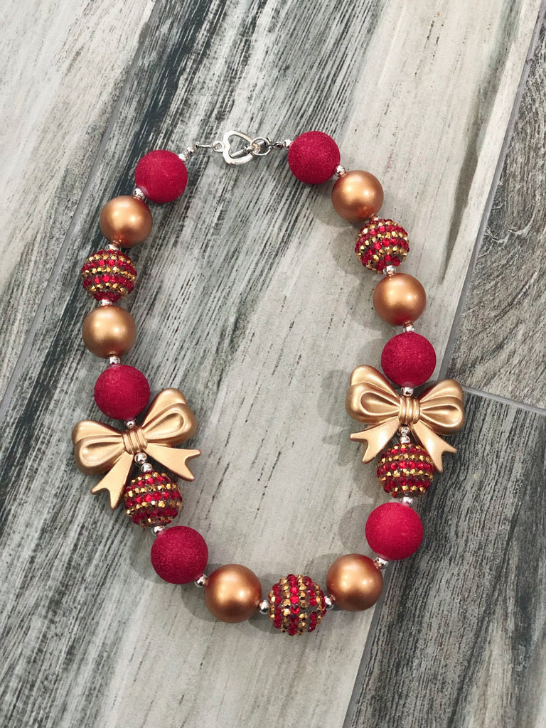 Red & Gold Bubblegum Necklace - Nico Bella Boutique 