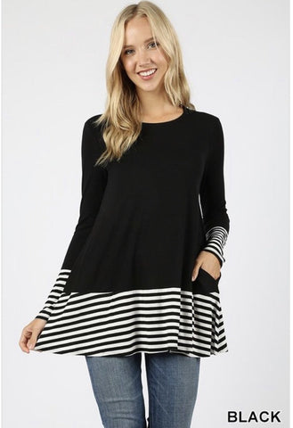 Women’s Black Striped Top - Nico Bella Boutique 