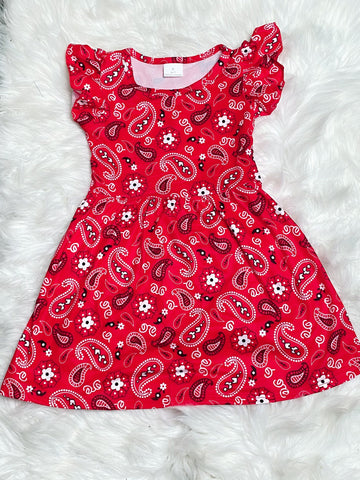 Red Bandana Paisley Pearl Dress - Nico Bella Boutique 