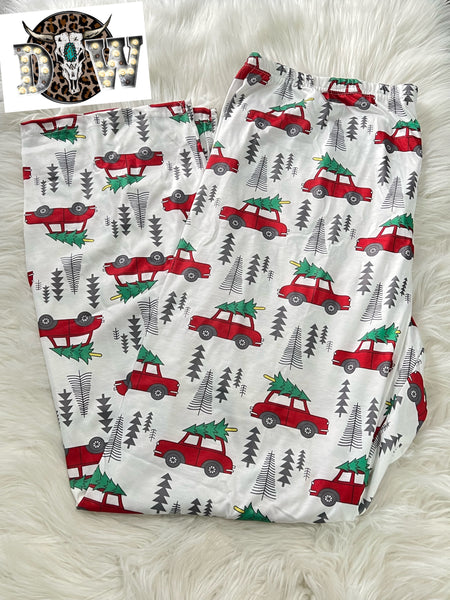 Christmas Tree Car Pajama Adult Unisex Pants - Double Take Western Boutique