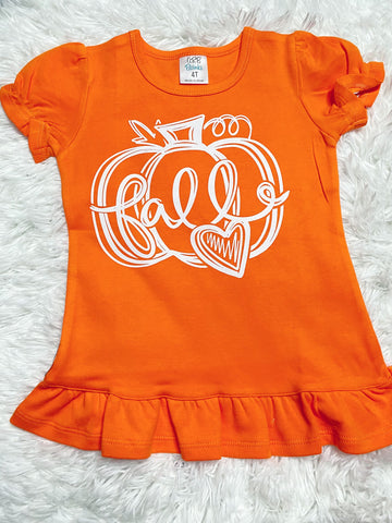 Fall Pumpkin Heart Ruffle Shirt