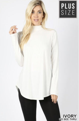 Women’s Ivory Mock Neck Plus Size Top - Nico Bella Boutique 