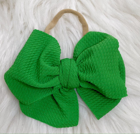 Green Nylon Baby Bow Headband - Nico Bella Boutique 