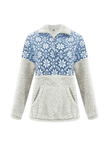 Women’s Blue Snowflake Sherpa - Nico Bella Boutique 