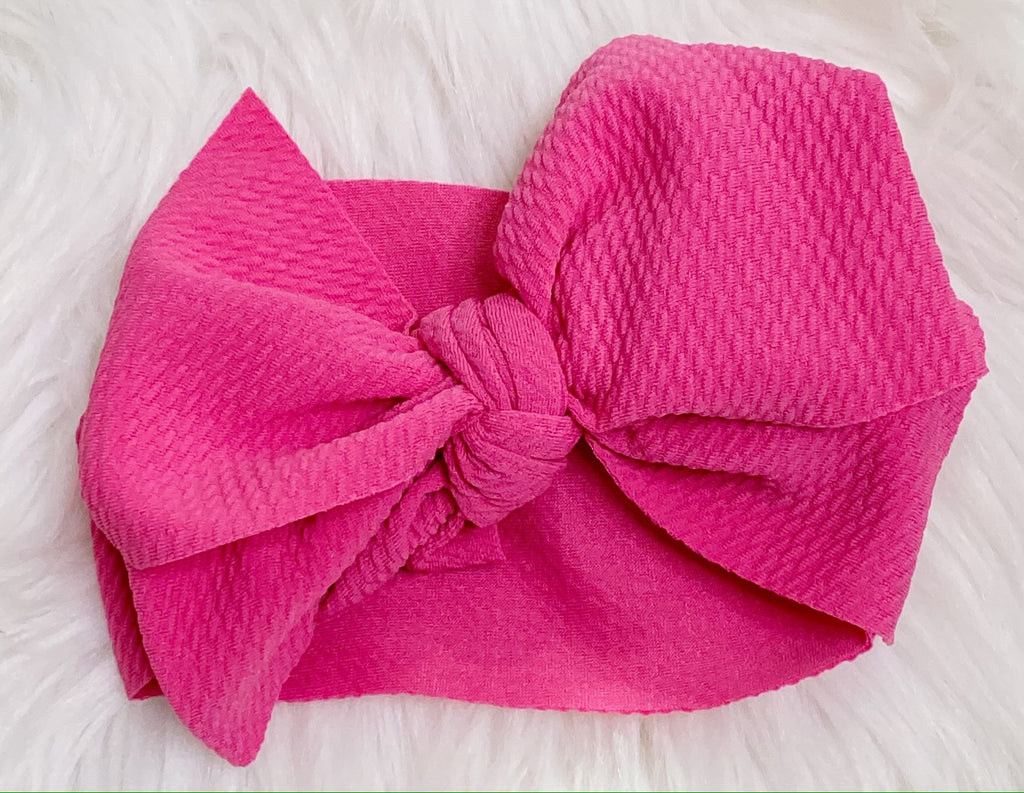 Hot Pink Head Wrap Bow Headband - Nico Bella Boutique 