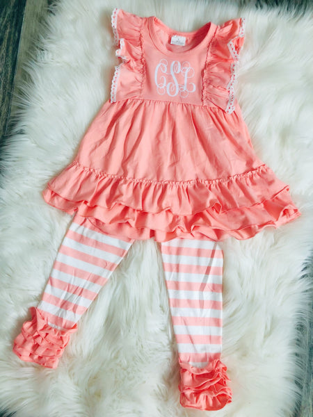 Pink Stripe Monogram Set - Nico Bella Boutique 