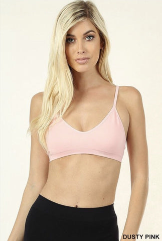 Dusty Pink V-Neck Bralette - Nico Bella Boutique 