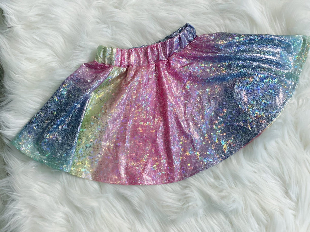 Rainbow Foil Skater Skirt - Nico Bella Boutique 