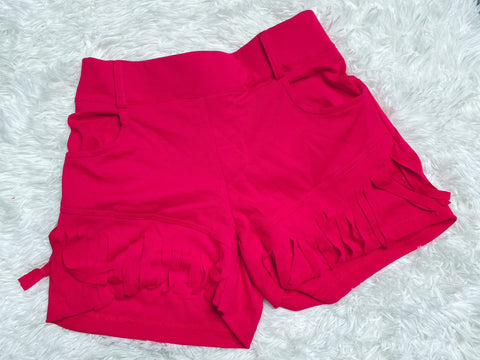 Red Fringe Shorts