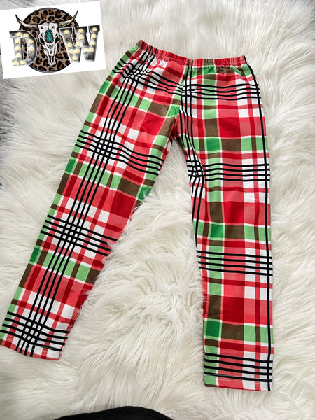 Plaid Christmas Pajama Kids Unisex Pants - Double Take Western Boutique