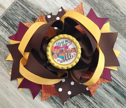 Little Miss Gobble Till You Wobble Hair Bow - Nico Bella Boutique 