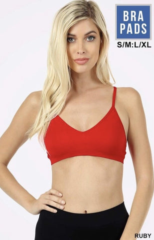 Ruby Red V-Neck Bralette - Nico Bella Boutique 