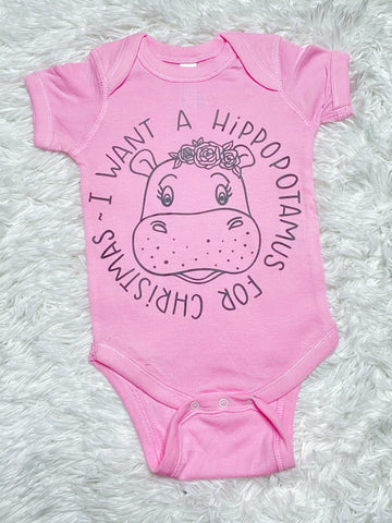 I want a Hippopotamus for Christmas Baby Onesie