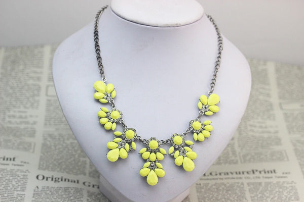 Neon Yellow Gem Statement Necklace - Nico Bella Boutique 