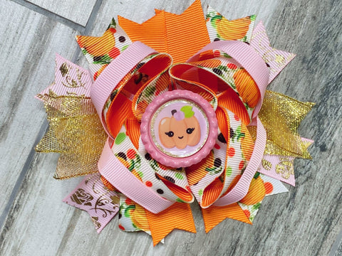 Pink Pumpkin Hair Bow - Nico Bella Boutique 