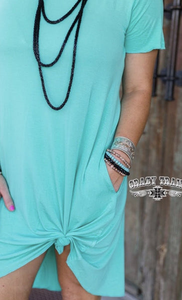 Turquoise Druzzy Pocket Dress - Nico Bella Boutique 