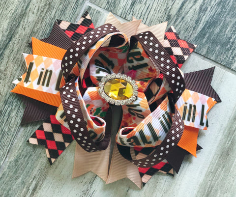 Rhinestone Fall In Love Hair Bow - Nico Bella Boutique 