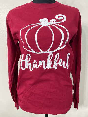 Thankful Wine Long Sleeve Graphic Tee - Nico Bella Boutique 