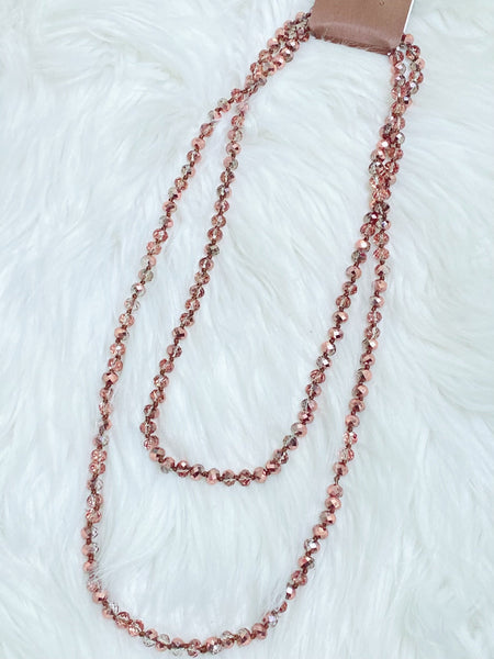 Rose Gold Crystal Beaded Necklace - Nico Bella Boutique 